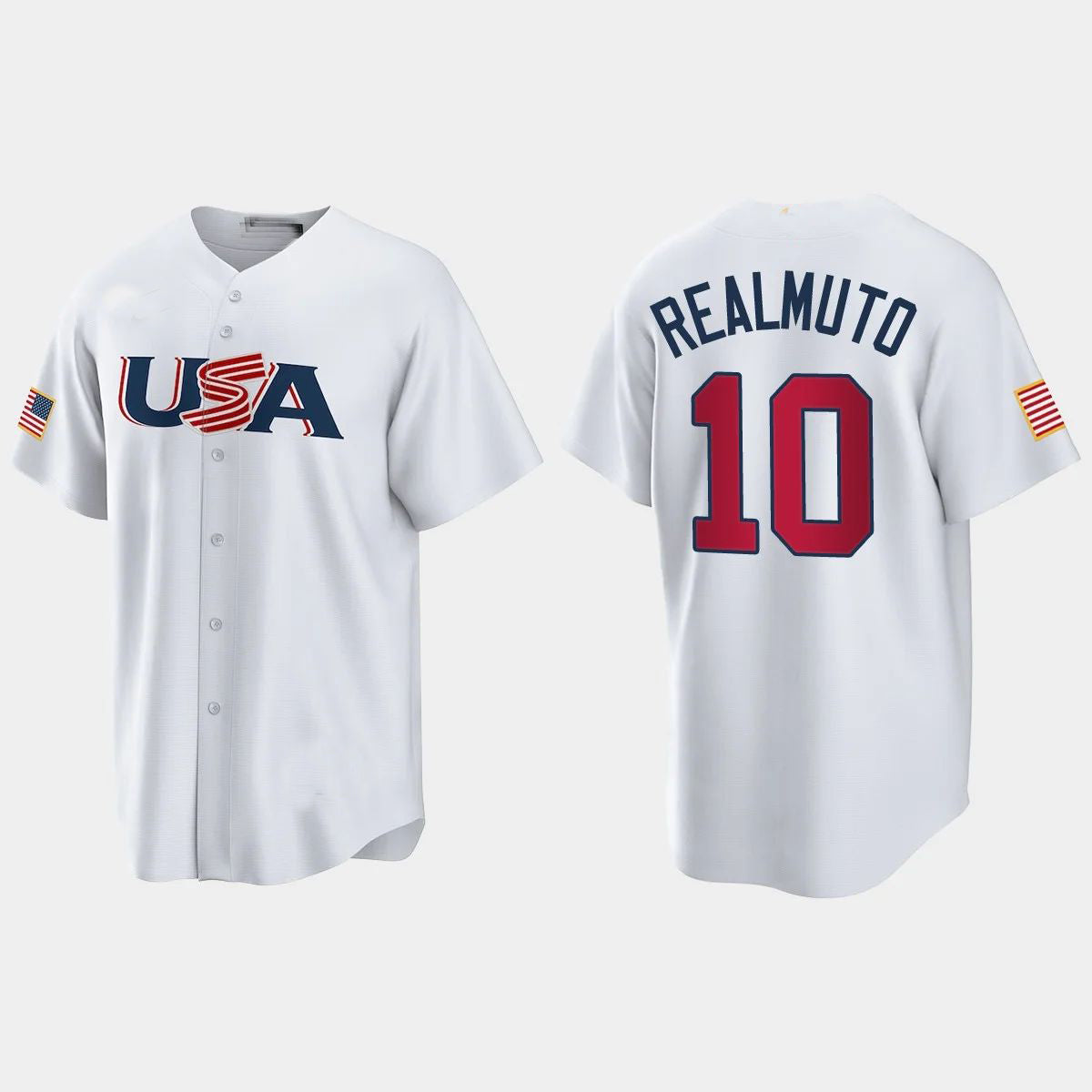 #10 J.T. REALMUTO PHILADELPHIA PHILLIES 2023 WORLD BASEBALL CLASSIC USA REPLICA JERSEYC WHITE Stitches Baseball Jerseys