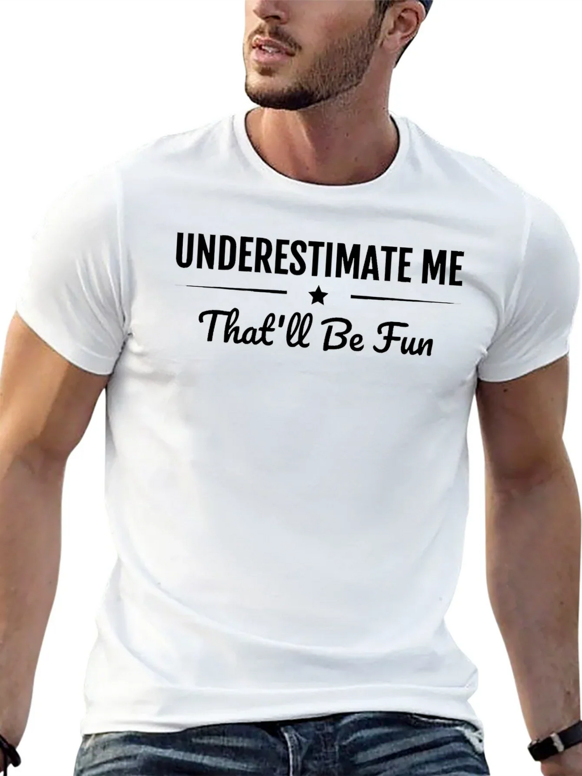 Underestimate Me Mens Black Graphic T-Shirt
