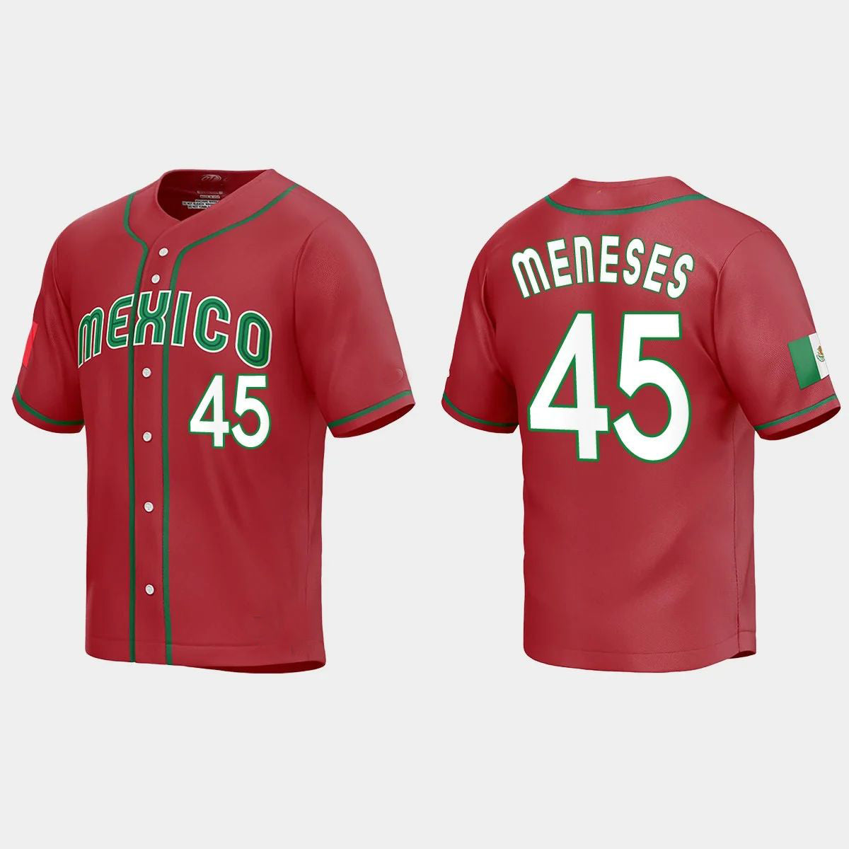 #45 JOEY MENESES MEXICO BASEBALL 2023 WORLD BASEBALL CLASSIC REPLICA JERSEYC RED Stitches Baseball Jerseys