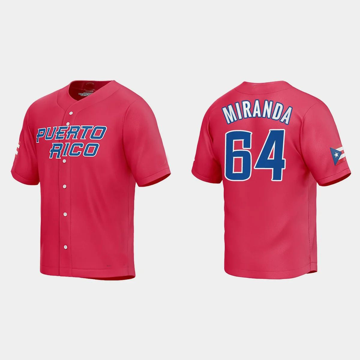 #64 JOSE MIRANDA PUERTO RICO BASEBALL 2023 WORLD BASEBALL CLASSIC JERSEYC RED Stitches Baseball Jerseys