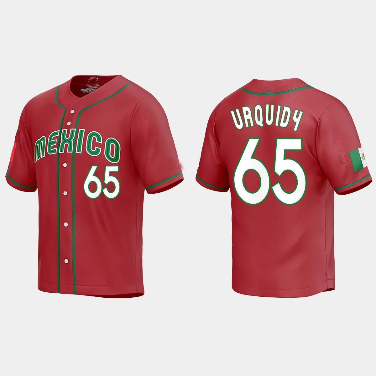 #65 JOSE URQUIDY MEXICO BASEBALL 2023 WORLD BASEBALL CLASSIC REPLICA JERSEYC RED Stitches Baseball Jerseys