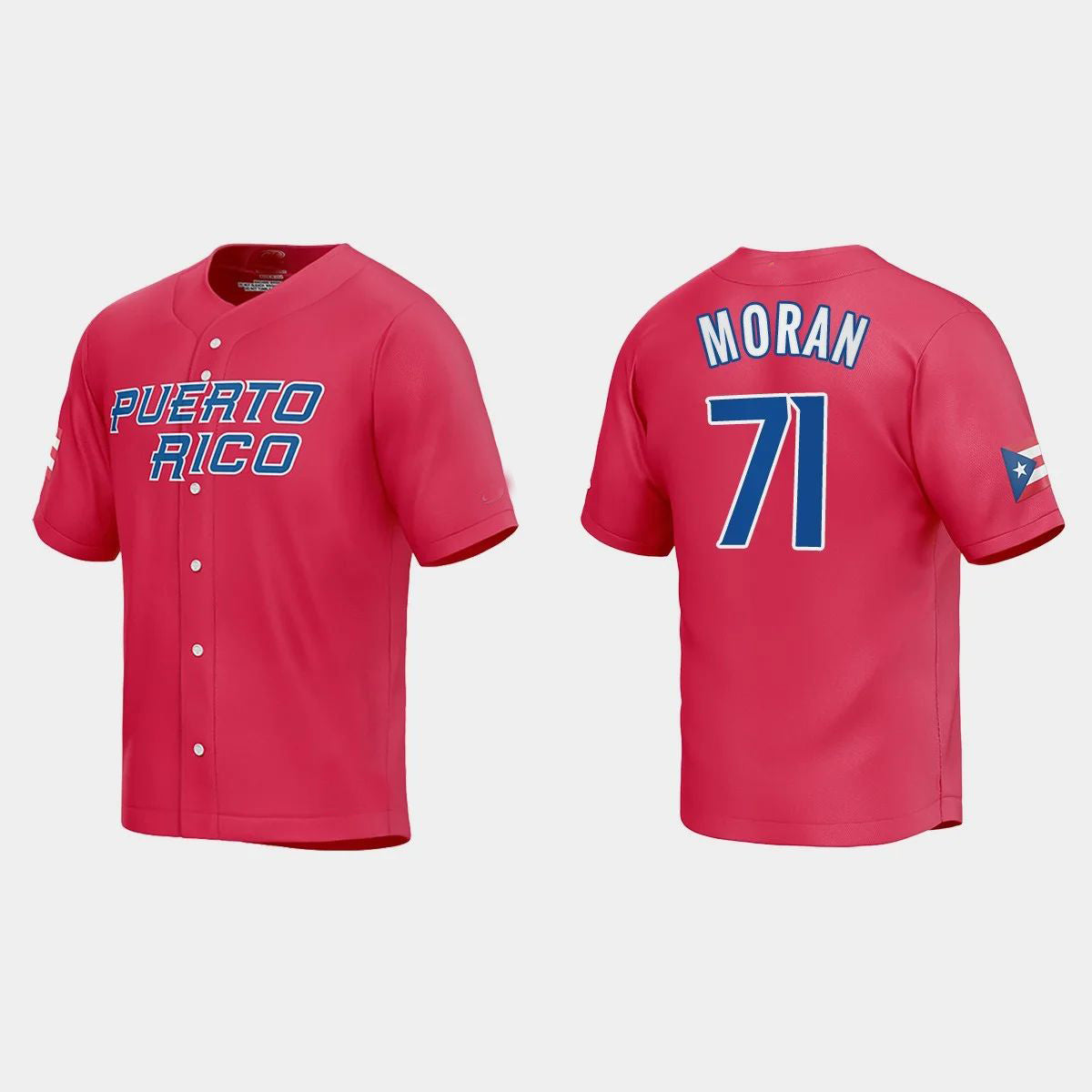 #71 JOVANI MORAN PUERTO RICO BASEBALL 2023 WORLD BASEBALL CLASSIC JERSEYC RED Stitches Baseball Jerseys
