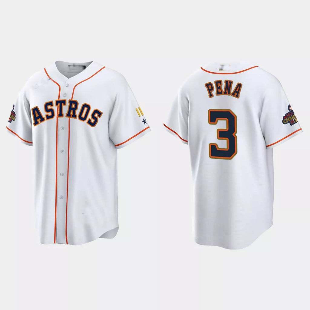 #3 Jeremy Pena Houston Astros 2023 Gold Program JerseyC White Stitches Baseball Jerseys