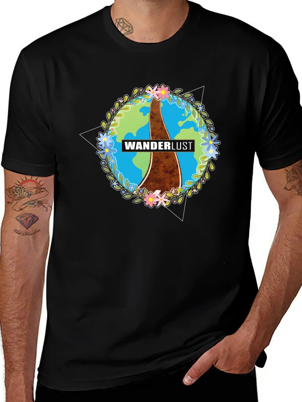 Wanderlust Earth Graphic Black T-Shirt