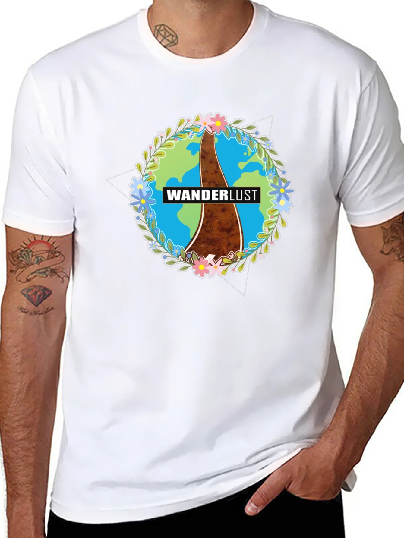 Wanderlust Earth Graphic Black T-Shirt