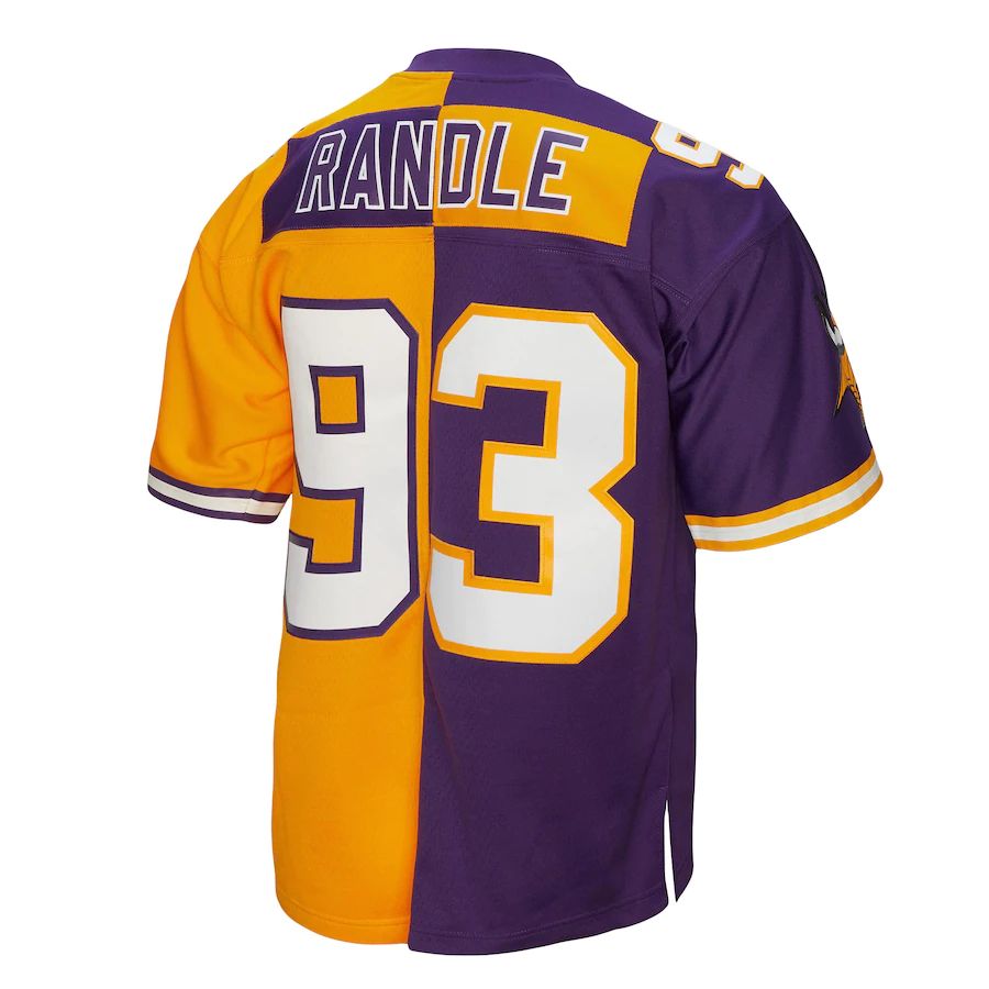 MN.Vikings #93 John Randle 1998 Split Legacy Replica Jersey Purple Gold Stitched American Football Jerseys