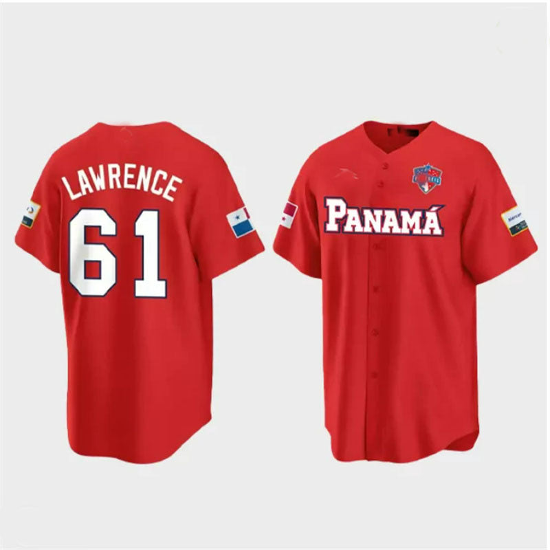 #61 Justin Lawrence Panama Baseball 2023 World Baseball Classic Jersey C Red Stitches Baseball Jerseys