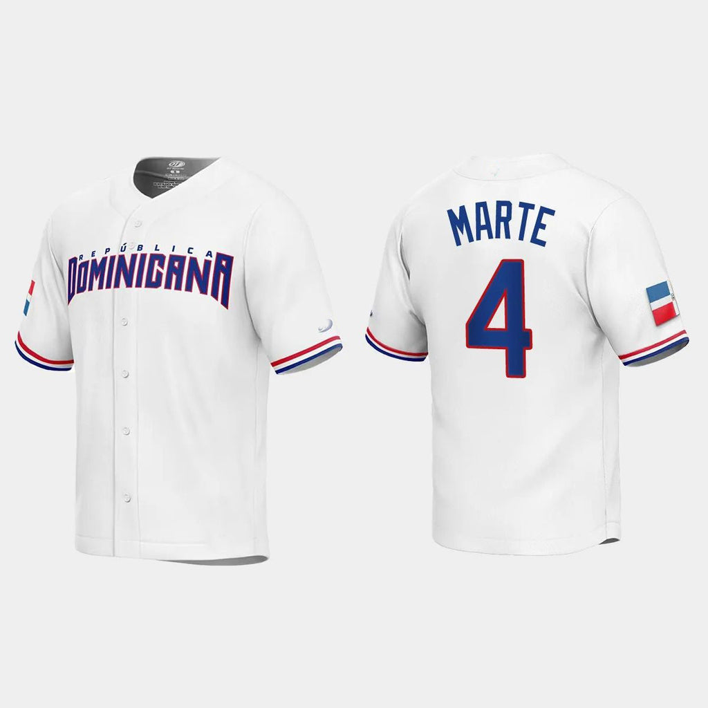#4 KETEL MARTE DOMINICAN REPUBLIC BASEBALL 2023 WORLD BASEBALL CLASSIC REPLICA JERSEYC WHITE Stitches Baseball Jerseys