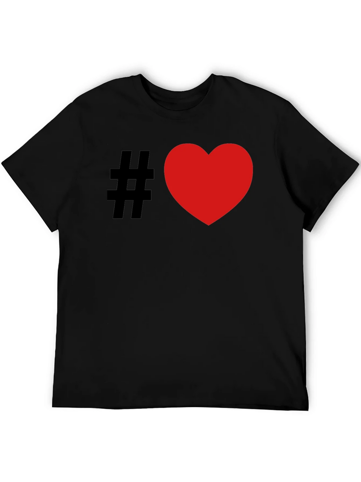 Hashtag Heart Graphic Tee - Black Cotton T-Shirt