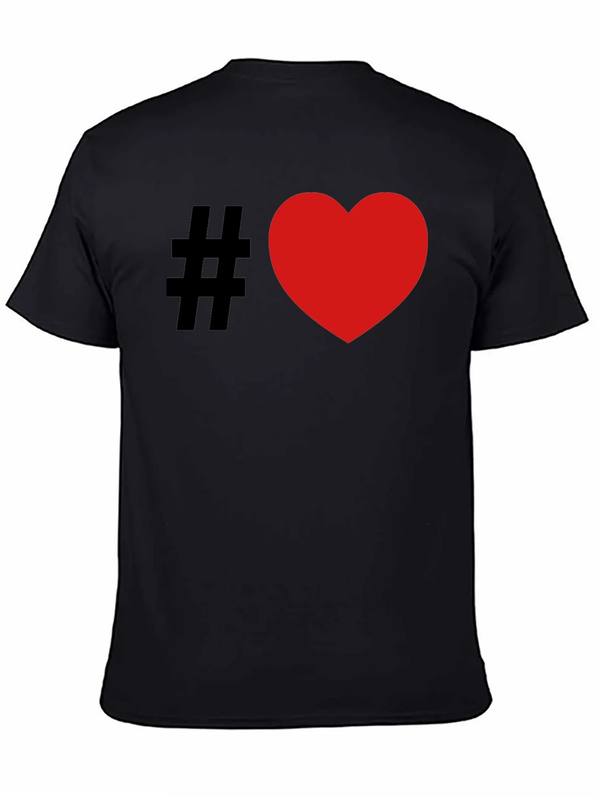 Hashtag Heart Graphic Tee - Black Cotton T-Shirt