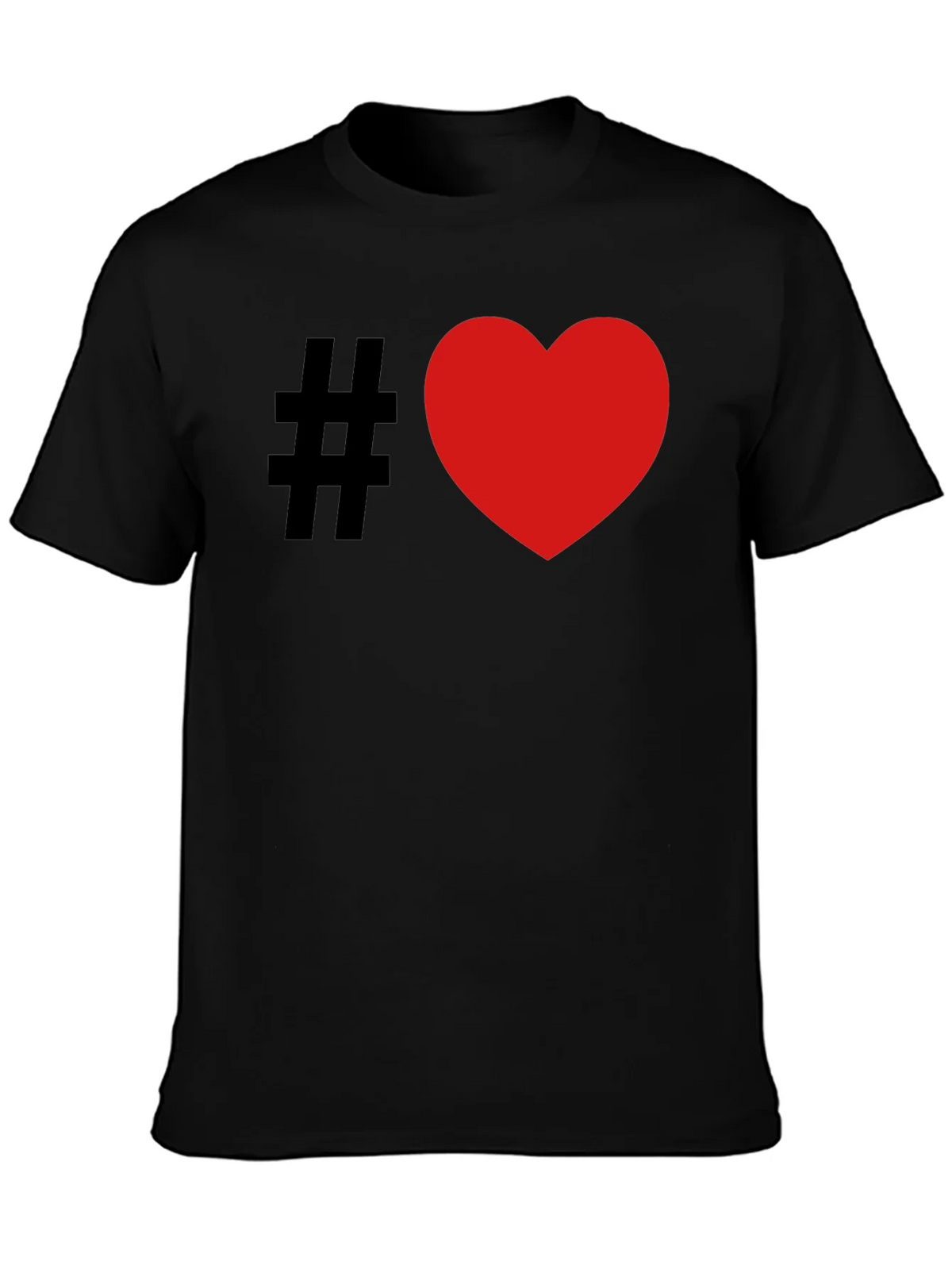 Hashtag Heart Graphic Tee - Black Cotton T-Shirt