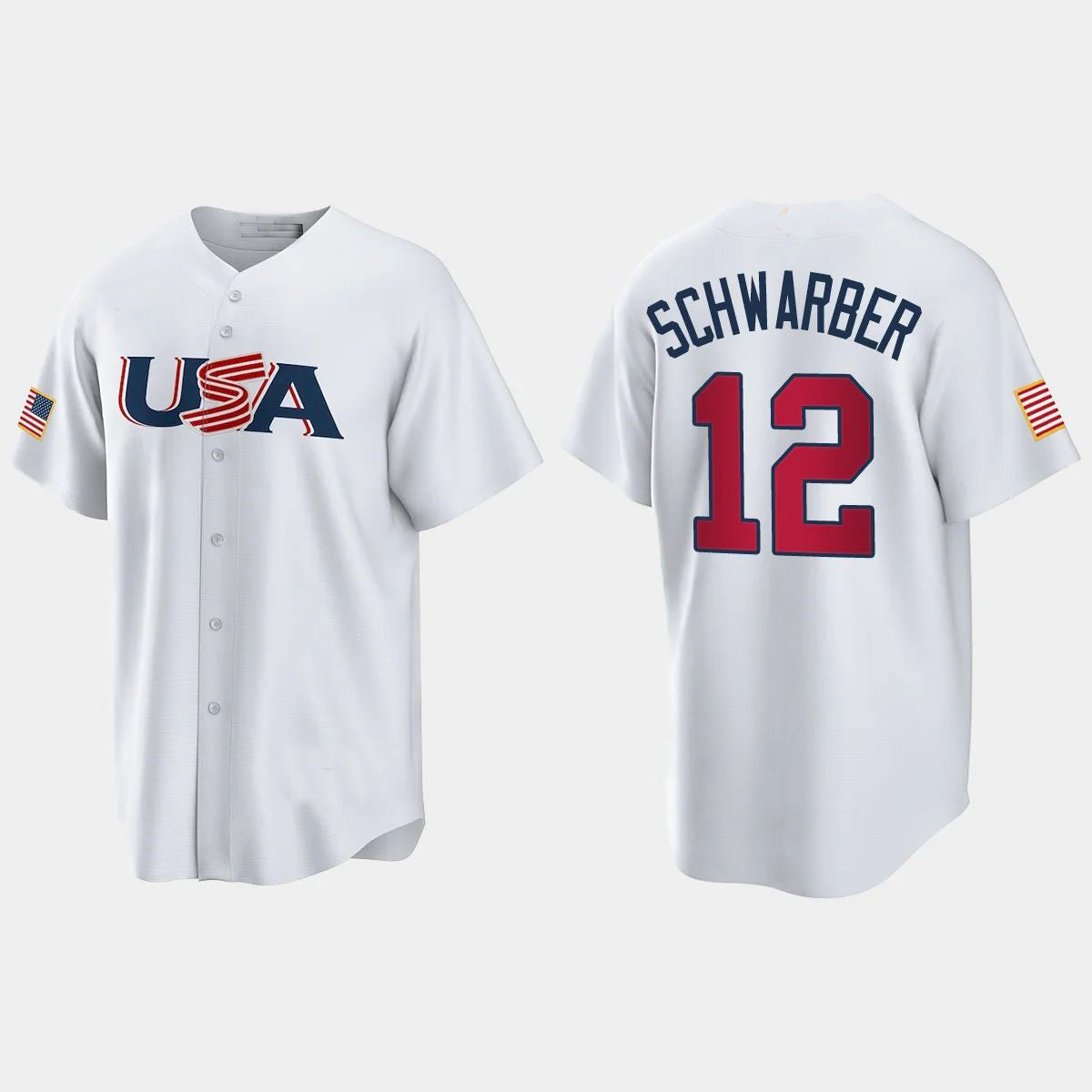 #12 KYLE SCHWARBER PHILADELPHIA PHILLIES 2023 WORLD BASEBALL CLASSIC USA REPLICA JERSEYC WHITE Stitches Baseball Jerseys