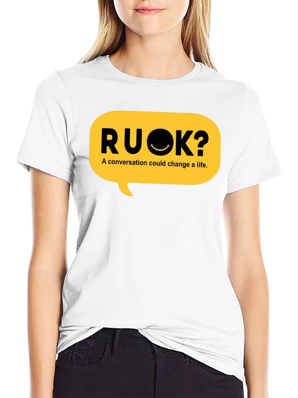 RU OK? Black Graphic T-Shirt - Conversation Starter