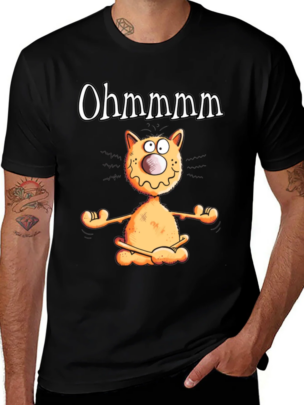 Ohm Cat T-Shirt - Funny Yoga Meditation Tee