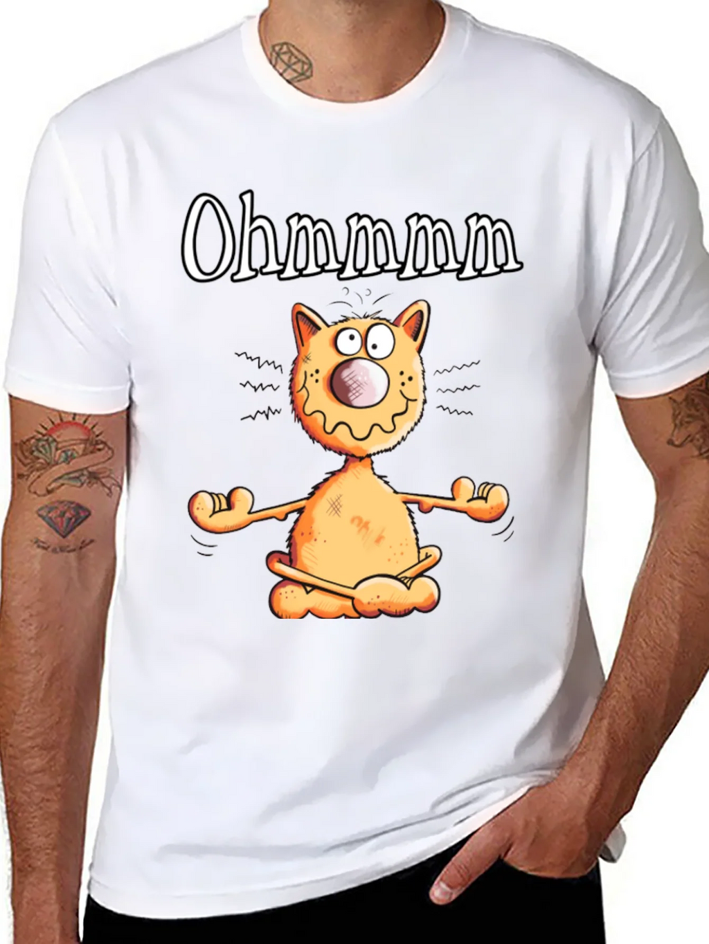 Ohm Cat T-Shirt - Funny Yoga Meditation Tee