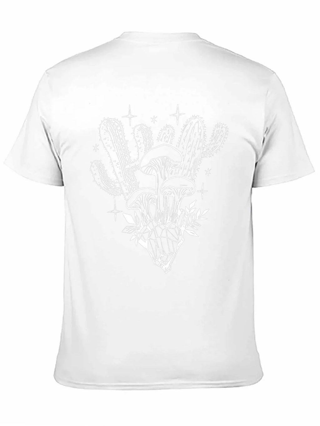 Black T-Shirt with Mushroom Cactus Graphic