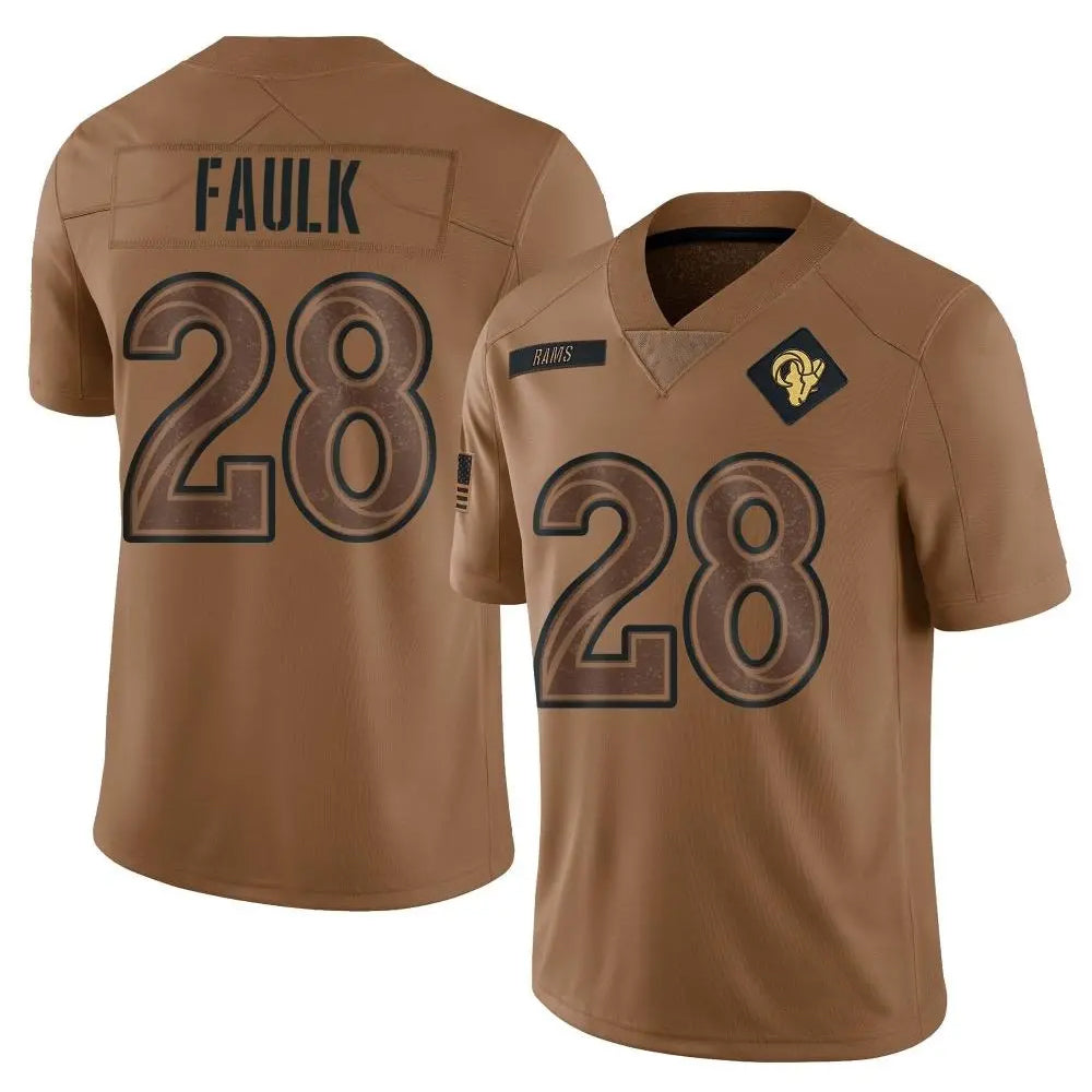 LA.Rams #28 Marshall Faulk Player Brown Salute To Service Limited Football Jerseys