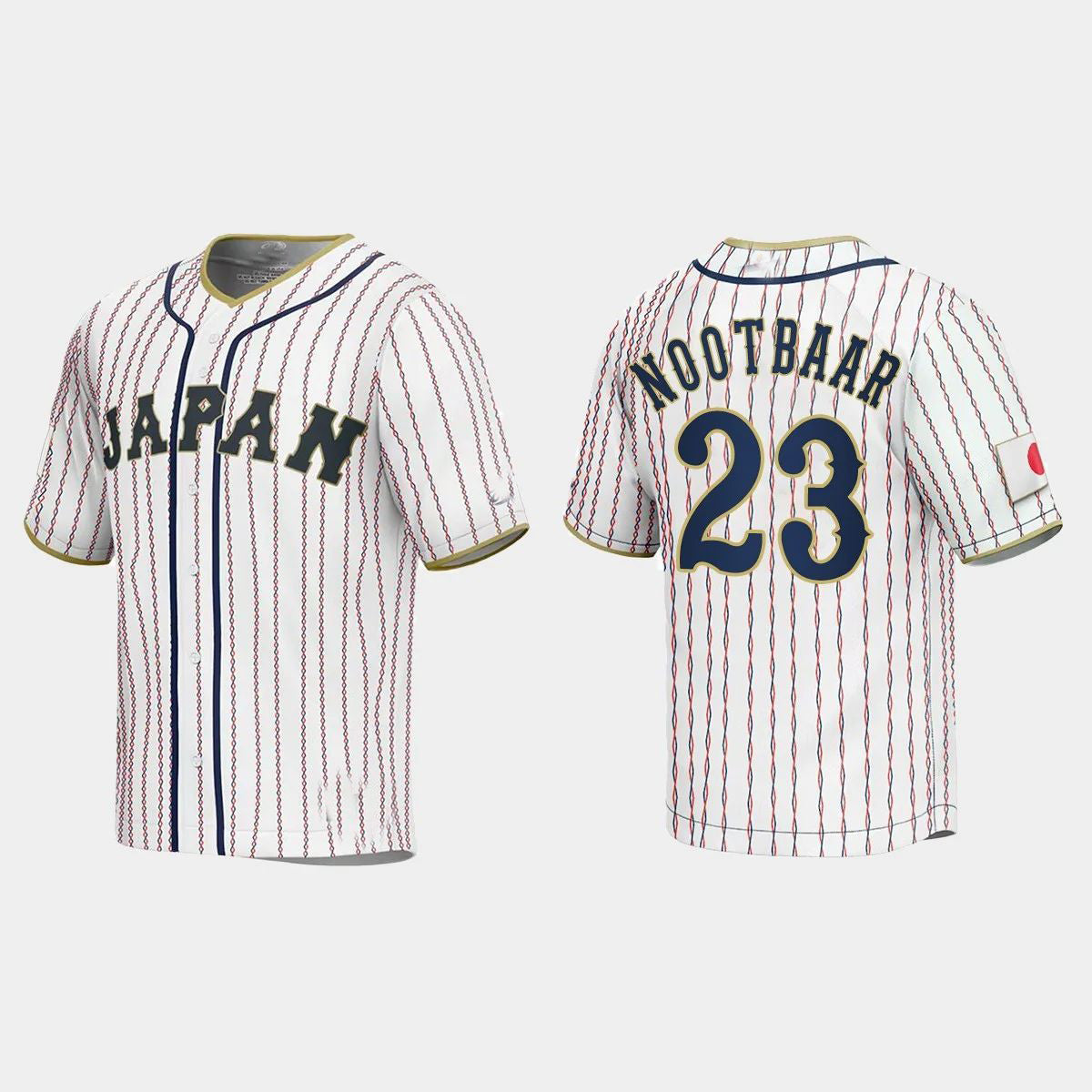 #23 LARS NOOTBAAR JAPAN BASEBALL 2023 WORLD BASEBALL CLASSIC JERSEYC WHITE Stitches Baseball Jerseys