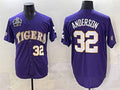 L.Tigers #32 Kade Anderson Purple 2025 World Series Stitched Baseball American College Jerseys