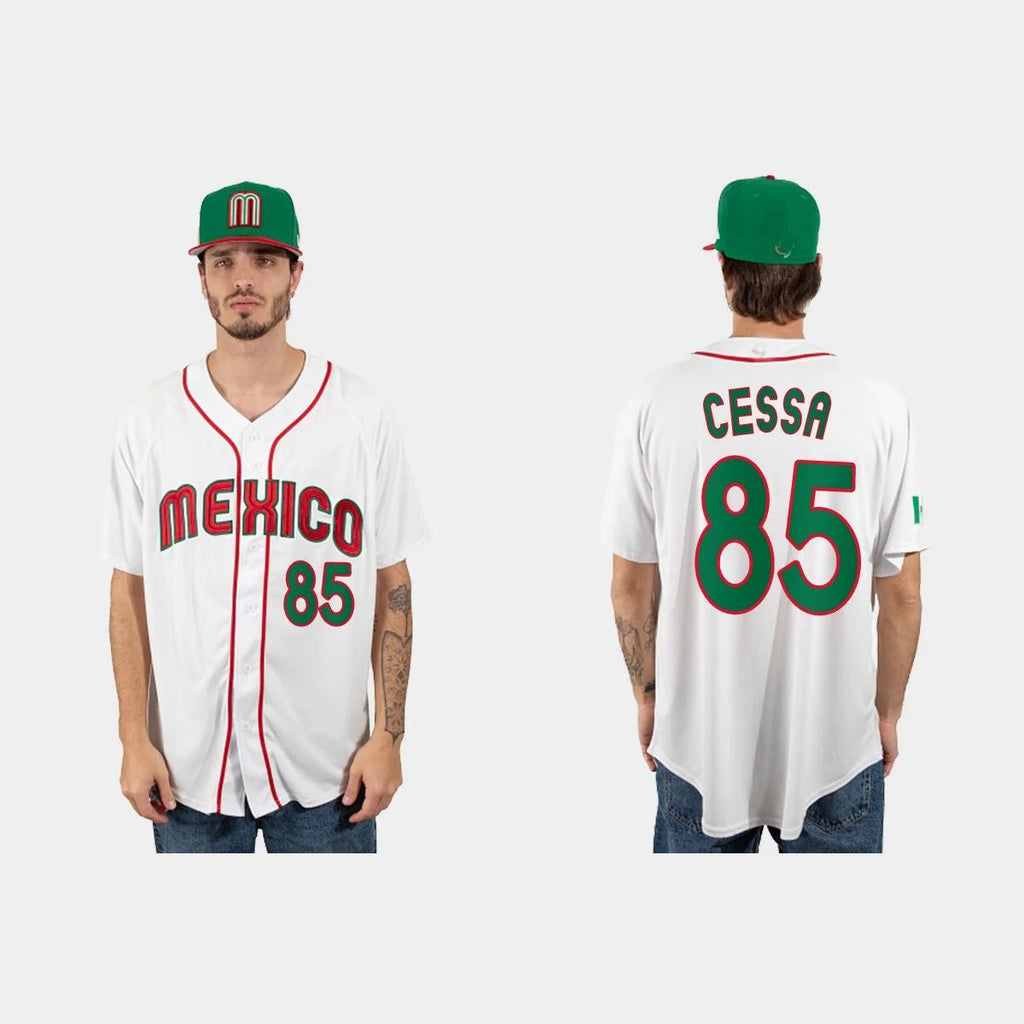#85 LUIS CESSA MEXICO BASEBALL 2023 WORLD BASEBALL CLASSIC JERSEYC WHITE Stitches Baseball Jerseys
