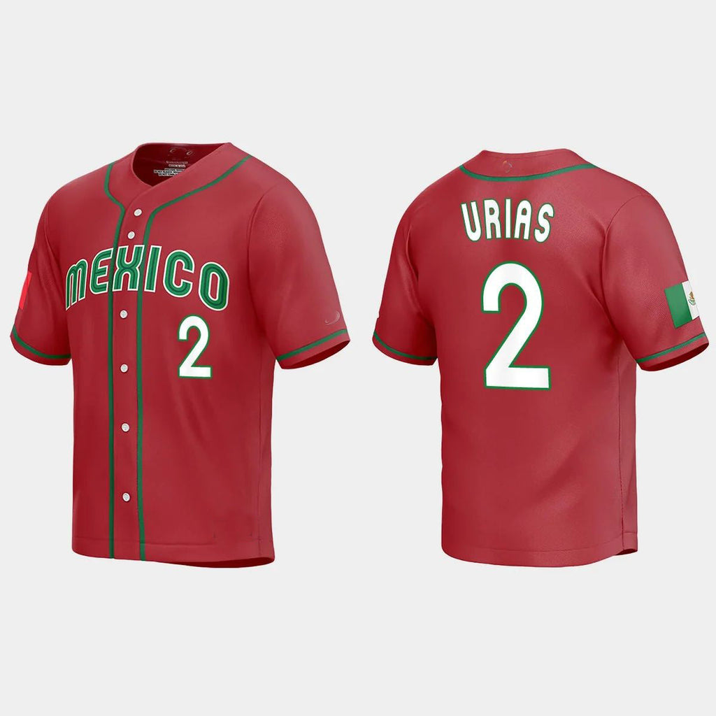 #2 LUIS URIAS MEXICO BASEBALL 2023 WORLD BASEBALL CLASSIC REPLICA JERSEYC RED Stitches Baseball Jerseys