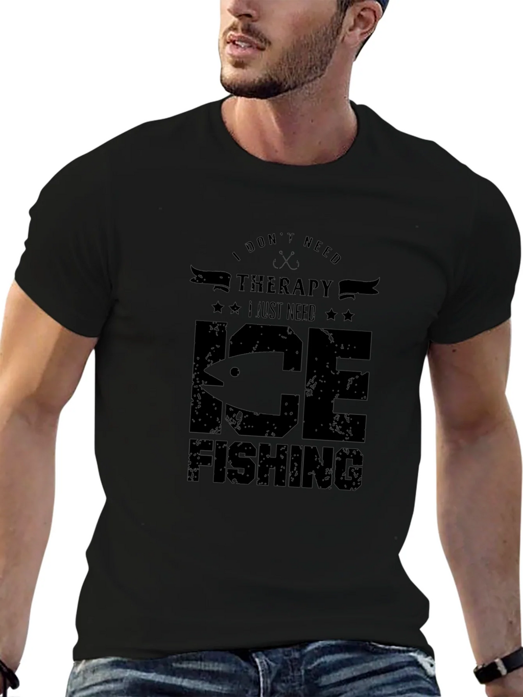 Ice Fishing Therapy Graphic T-Shirt