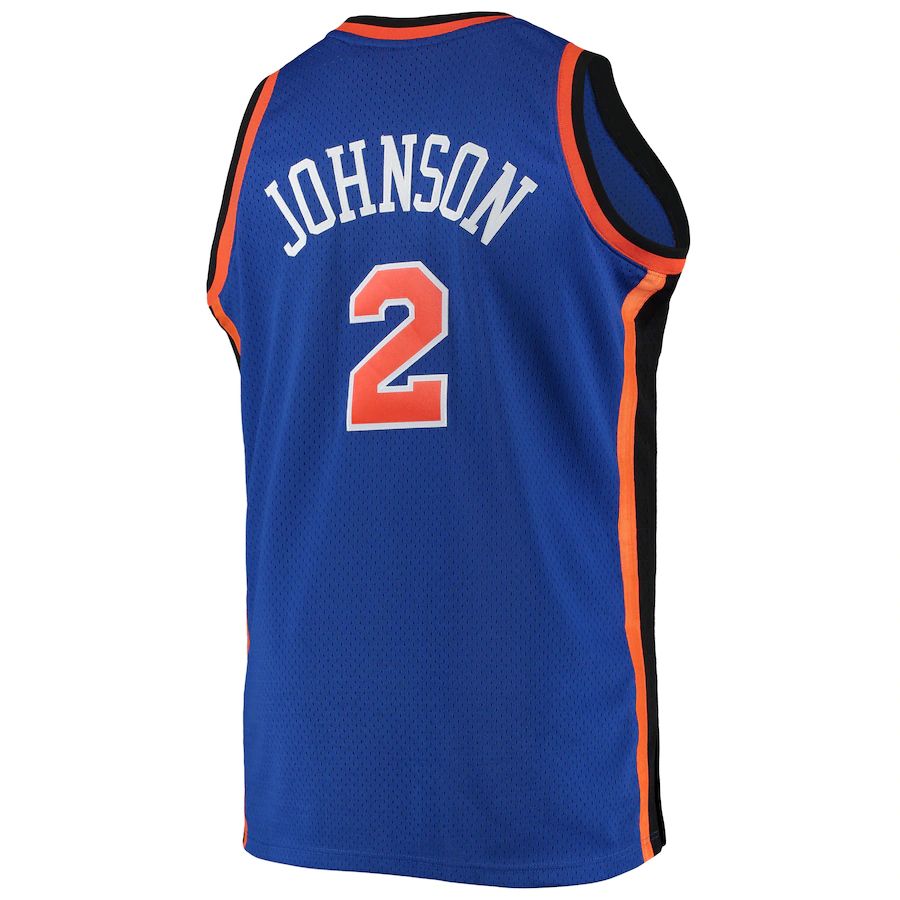 NY.Knicks #2 Larry Johnson Big & Tall Hardwood Classics Swingman Jersey Blue Stitched American Basketball Jersey