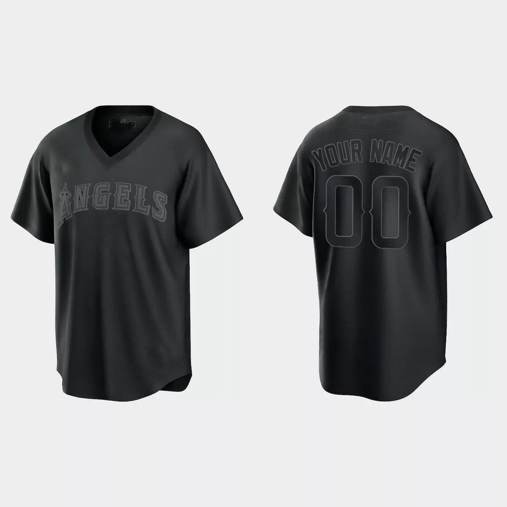 Custom Los Angeles Angels Pitch Black Fashion Replica JerseyC Black Stitched Baseball Jerseys