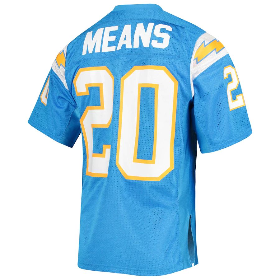 LA.Chargers #20 Natrone Means Powder Blue Authentic Retired Player Jersey Stitched American Football Jerseys