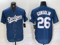 Los Angeles Dodgers #26 Tony Gonsolin Navy Blue Pinstripe Stitched Cool Base Baseball Jerseys
