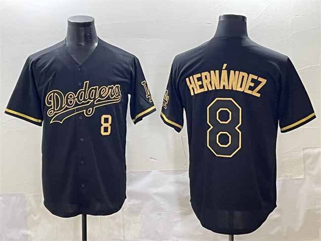 Los Angeles Dodgers #8 Enrique Hernndez Black Gold Limited Stitched Baseball Jerseys