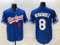 Los Angeles Dodgers #8 Enrique Hernndez Royal With American Flag Patch Limited Stitched Baseball Jersey