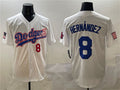 Los Angeles Dodgers #8 Enrique Hernndez White With American Flag Patch Limited Stitched Baseball Jersey
