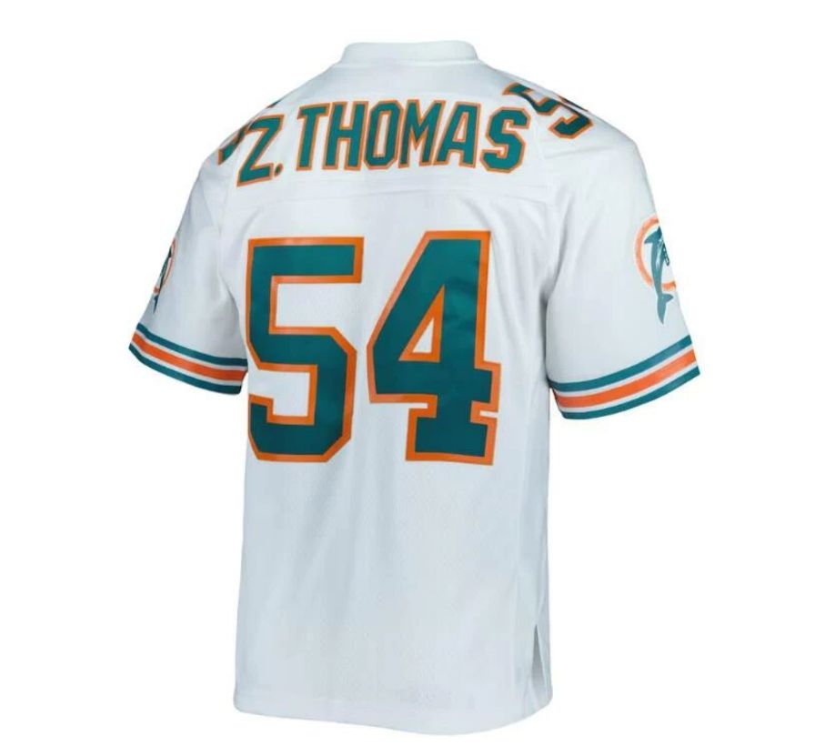 #54 Zach Thomas Player M.Dolphins White 1996 Legacy Replica Football Jerseys