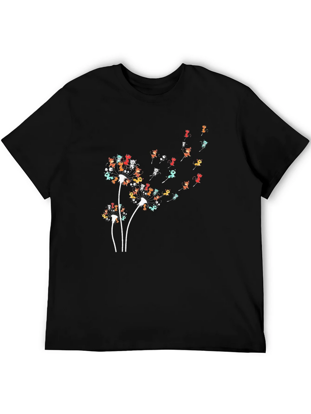 Dandelion Cat Black T-Shirt