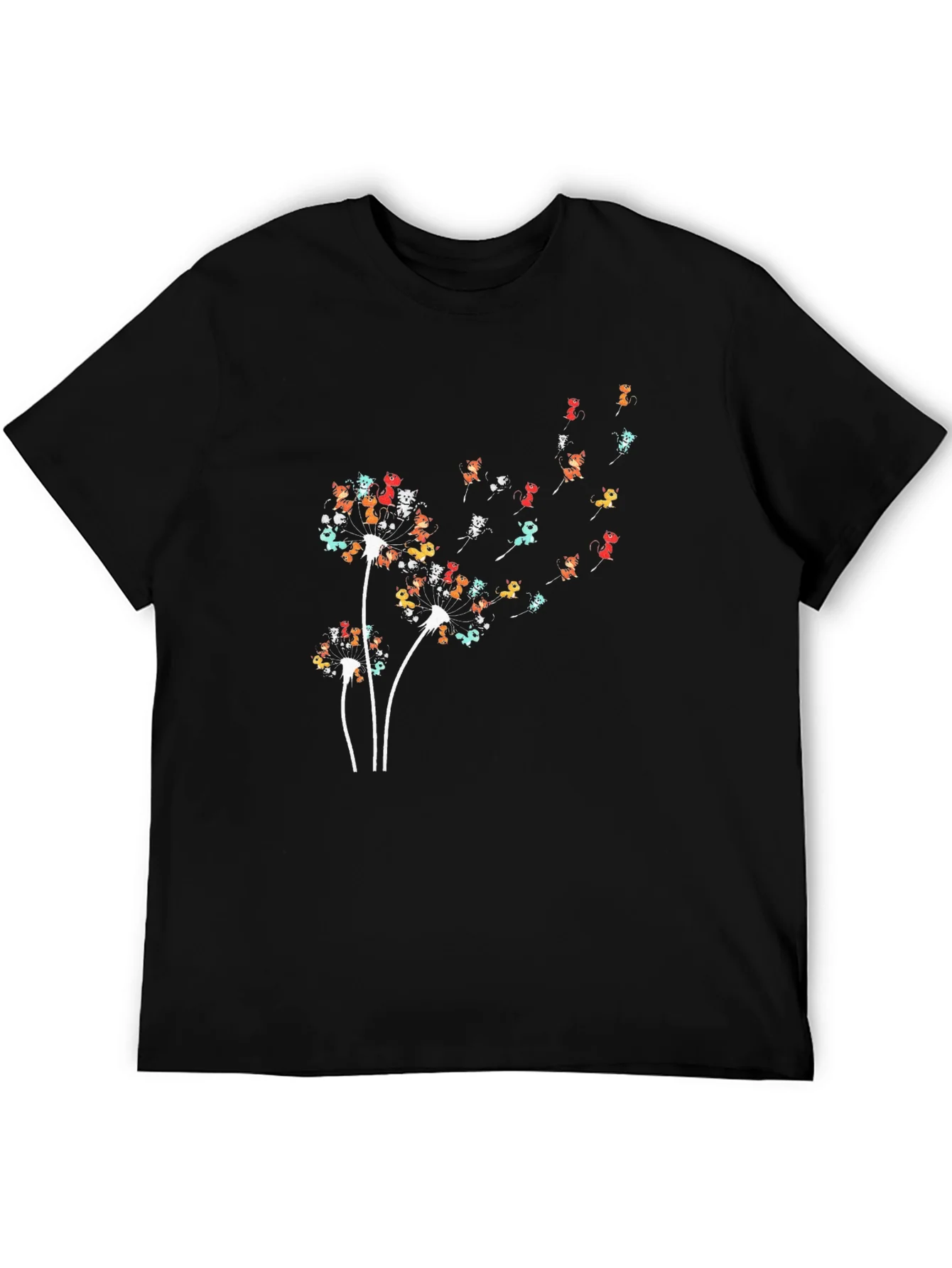 Dandelion Cat Black T-Shirt