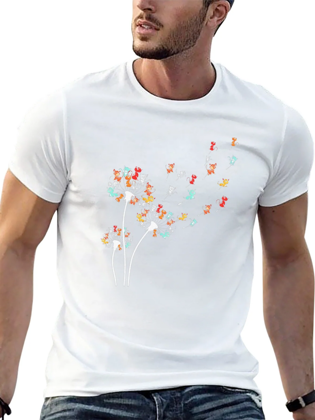 Dandelion Cat Black T-Shirt