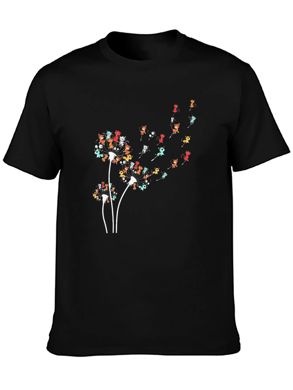 Dandelion Cat Black T-Shirt