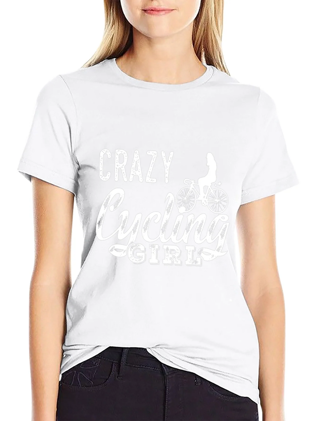Crazy Cycling Girl T-Shirt - Black Cotton Tee