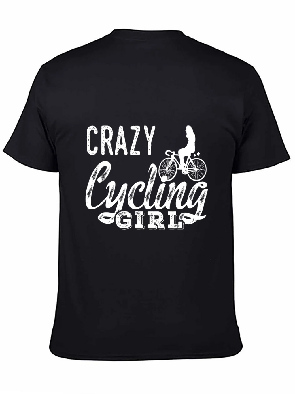 Crazy Cycling Girl T-Shirt - Black Cotton Tee