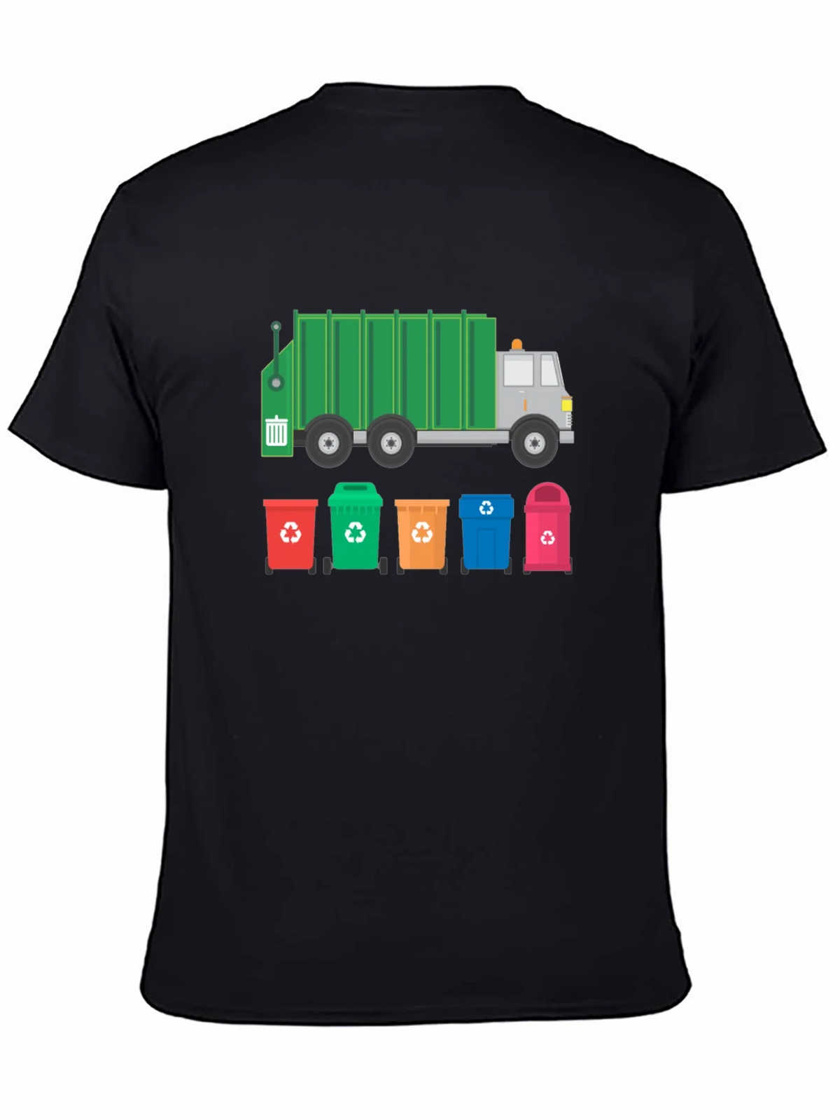 Recycle Truck & Bins Graphic Tee - Black Cotton T-Shirt