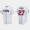 #27 MIKE TROUT LOS ANGELES ANGELS 2023 WORLD BASEBALL CLASSIC USA REPLICA JERSEYC WHITE Stitches Baseball Jerseys