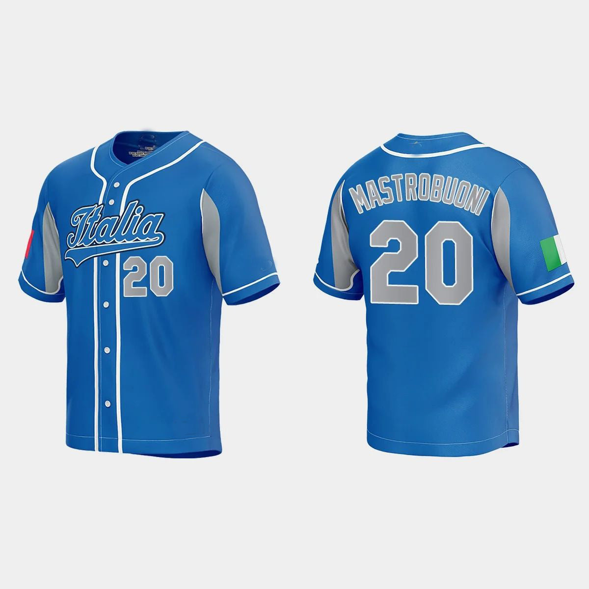 #20 MILES MASTROBUONI ITALY BASEBALL 2023 WORLD BASEBALL CLASSIC JERSEYC ROYAL Stitches Baseball Jerseys