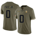 MN.Vikings #0 Ivan Pace Jr Player Salute To Service Limited Olive Football Jerseys