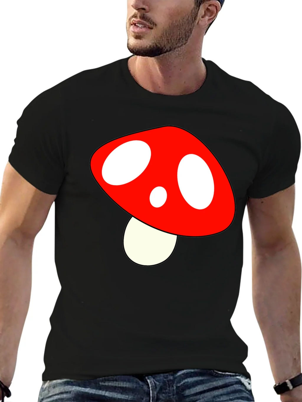 Mushroom Graphic Tee - Fun Stylish Black T-Shirt