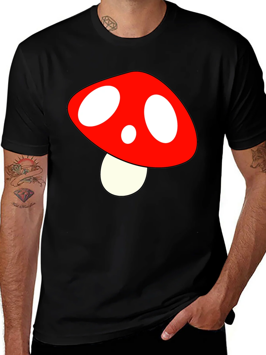 Mushroom Graphic Tee - Fun Stylish Black T-Shirt