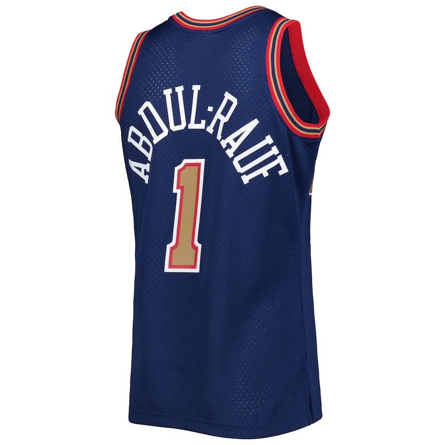 D.Nuggets #1 Mahmoud Abdul-Rauf Hardwood Classics 1994-95 Swingman Jersey Navy Stitched American Basketball Jersey