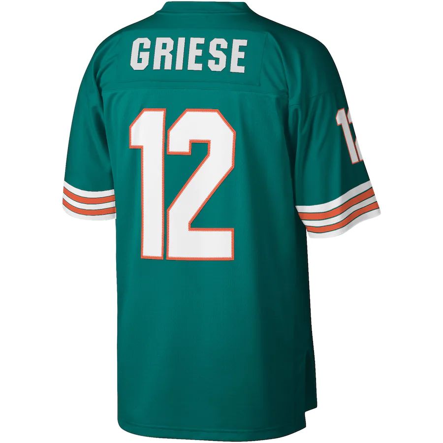 M.Dolphins #12 Bob Griese Aqua 1972 Legacy Replica Jersey Stitched American Football Jerseys