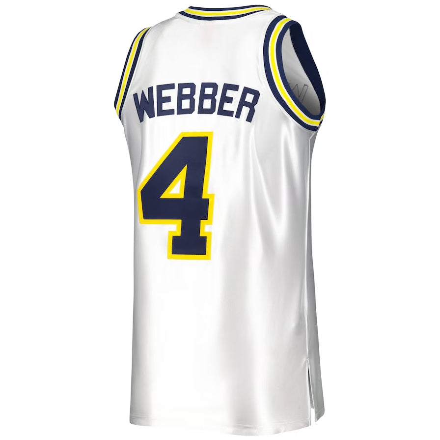 M.Wolverines #4 Chris Webber 1991-92 Authentic Jersey - White Stitched American College Jerseys