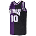 S.Kings #10 Mike Bibby Hardwood Classics 2001-02 Split Swingman Jersey Purple Black Stitched American Basketball Jersey